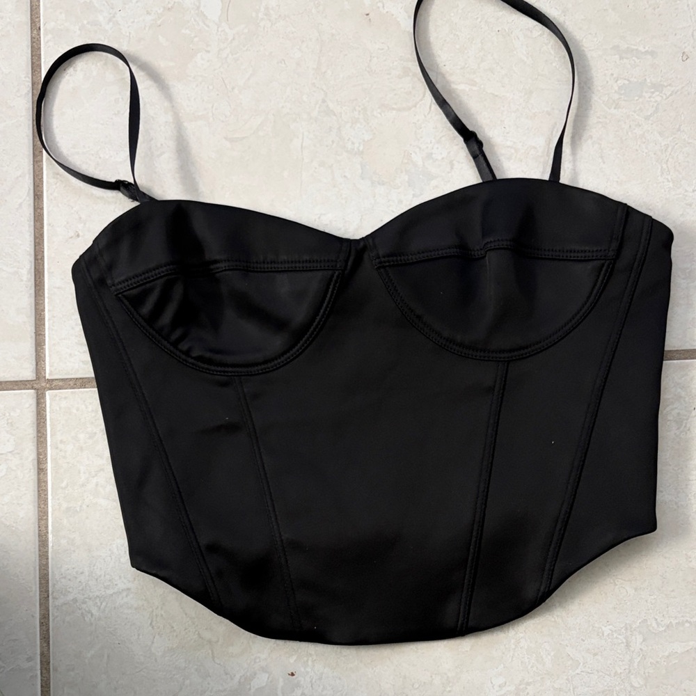 Sunday Best Charcoal Satin Top by Aritzia size S